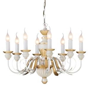 Ideal Lux - Lustr na řetězu FIRENZE 8xE14/40W/230V pr. 64 cm bílá/zlatá