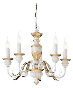 Ideal Lux - Lustr na řetězu FIRENZE 5xE14/40W/230V pr. 55 cm bílá/zlatá