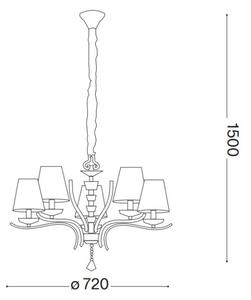 Ideal Lux - Lustr na řetězu PEGASO 5xE14/28W/230V pr. 72 cm zlatá