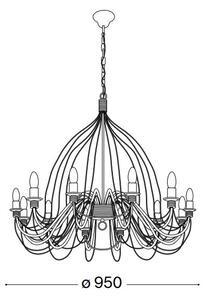 Ideal Lux - Lustr na řetězu CORTE 12xE14/40W/230V pr. 95 cm měď