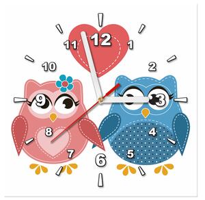 Obraz s hodinami Dvě zamilované sovičky Rozměry: 30 x 30 cm