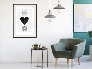 Plakát Dva srdce a kmen - jednoduchá černobílá kompozice v originálním designu
