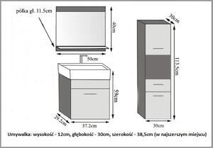 Koupelnový nábytek Belini šedý lesk / černý mat + umyvadlo + zrcadlo KOR PM 3/1/W/SB/0/ZW