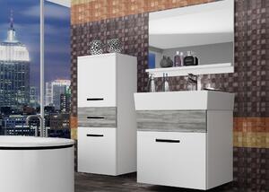 Koupelnový nábytek Belini bílý mat / šedý antracit Glamour Wood + umyvadlo + zrcadlo KOR M 2/1/W/WGW1/0/ZW