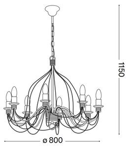 Ideal Lux - Lustr na řetězu CORTE 8xE14/40W/230V pr. 80 cm měď
