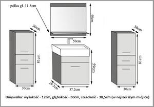 Koupelnový nábytek Belini černý lesk / šedý mat + umyvadlo + zrcadlo KOR PM 4/1/W/BSR/0/ZW