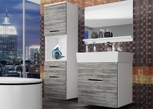 Koupelnový nábytek Belini šedý antracit Glamour Wood + umyvadlo + zrcadlo KOR M 3/1/W/GW1/0/ZW