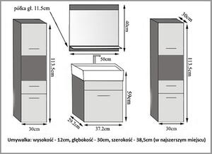 Koupelnový nábytek Belini černý lesk / šedý mat + umyvadlo + zrcadlo KOR PM 6/1/W/BSR/0/ZW