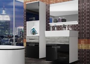 Koupelnový nábytek Belini černý lesk / šedý antracit Glamour Wood + umyvadlo + zrcadlo KOR PM 3/1/W/BGW1/0/ZW