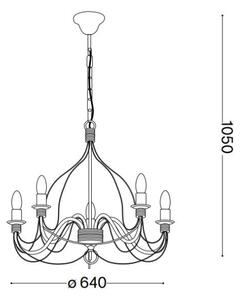 Ideal Lux - Lustr na řetězu CORTE 5xE14/40W/230V pr. 54 cm měď