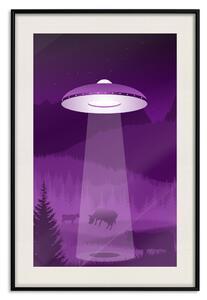 Plakát Únos - fialová fantazie s vesmírnou lodí a zvířaty