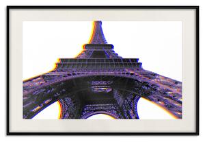Plakát Architektonická hypnotize - fialová Eiffelova věž z žabí perspektivy