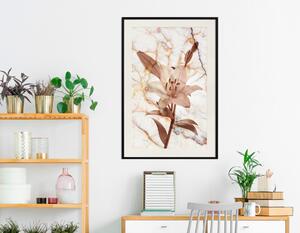 Plakát Milánský lilie - botanická kompozice s lilii na mramorovém pozadí
