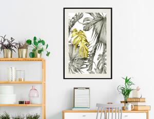 Plakát Zlatá příroda - kompozice v tropických listech monstery s zlatým nádechem