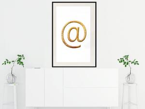 Plakát Máte zprávu - kompozice s zlatým písařským znaménkem na bílém pozadí