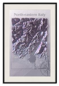 Plakát Isometrická mapa: Severovýchodní Itálie - italské hory a texty