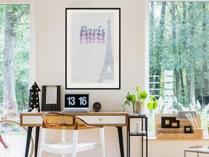 Plakát Paříž v akvarelech - kompozice s Eiffelovou věží a anglickými texty