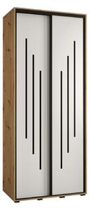 Šatní skříň YVONA 8 - 100/45 cm, dub artisan / bílá / černá