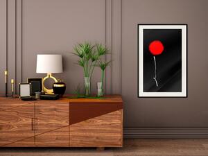 Plakát Minimalistický květ - kompozice s červeným květem na černém pozadí