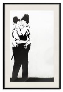 Plakát Polibek policistů - graffiti s dvěma muži ve stylu Banksy