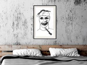 Plakát Joker - černobílý neobvyklý portrét muže mezi tmavými skvrnami