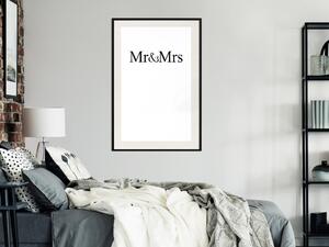 Plakát Pán a Paní - jednoduchá černobílá kompozice s anglickými nápisy