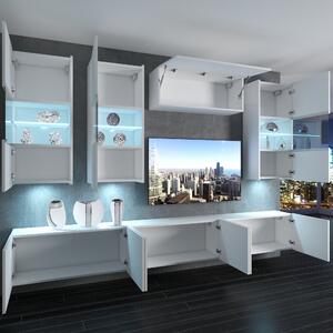 Obývací stěna Belini Premium Full Version šedý antracit Glamour Wood + LED osvětlení Nexum 83