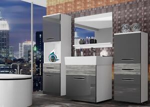 Koupelnový nábytek Belini šedý lesk / šedý antracit Glamour Wood + umyvadlo + zrcadlo Výrobce KOR PM 5/1/W/SGW1/0/ZW
