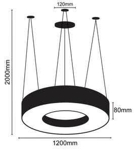 LED Lustr na lanku LED/60W/230V 4000K pr. 120 cm černá