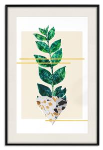 Plakát Geometrická příroda - abstraktní rostlina s listy na bílém pozadí