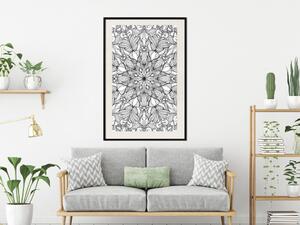 Plakát Monochromatická mandala - černobílé orientální vzory ve stylu Zen