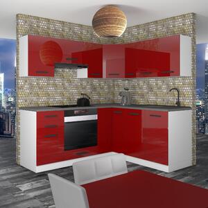 Kuchyňská linka Belini Premium Full Version 380 cm červený lesk s pracovní deskou SARAH