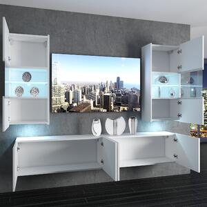 Obývací stěna Belini Premium Full Version šedý antracit Glamour Wood + LED osvětlení Nexum 111