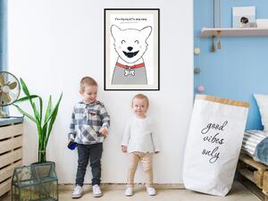 Plakát Psík Harry - zábavné bílé zvíře s obojkem a anglickými texty