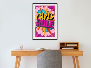 Plakát Girls Rule II - velký anglický text v pestrobarevném popartovém motivu
