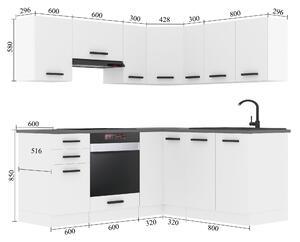 Kuchyňská linka Belini Premium Full Version 380 cm bílý mat s pracovní deskou SARAH