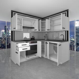 Kuchyňská linka Belini Premium Full Version 360 cm šedá antracit Glamour Wood s pracovní deskou SARAH