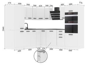 Kuchyňská linka Belini Premium Full Version 480 cm bílý lesk s pracovní deskou STACY