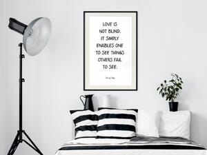 Plakát Láska není slepá - černé anglické texty na bílém pozadí