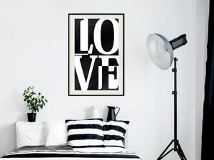 Plakát Černo-bílá láska - šachovnice s černým a bílým textem