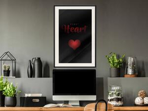 Plakát Robotické srdce - anglické nápisy s červeným srdcem na černém pozadí