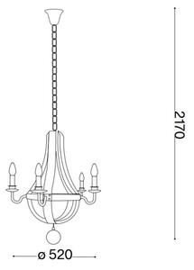 Ideal Lux - Lustr na řetězu MILLENNIUM 5xE14/40W/230V pr. 52 cm bříza/hnědá
