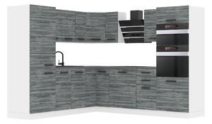 Kuchyňská linka Belini Premium Full Version 480 cm šedá antracit Glamour Wood s pracovní deskou STACY