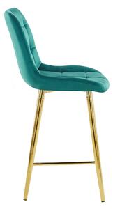 Židle barová Poly Nízké zelené/zlaté nohy