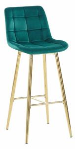 Židle barová Poly Vysoké zelené/zlaté nohy
