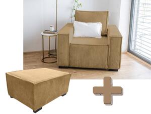 Křeslo s taburetem SMART SET, hořčicová