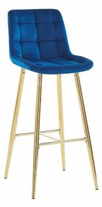 Židle barová Poly High modré/zlaté nohy