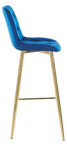 Židle barová Poly High modré/zlaté nohy