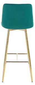 Židle barová Poly Vysoké zelené/zlaté nohy