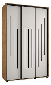 Šatní skříň YVONA 8 - 150/45 cm, dub artisan / bílá / černá